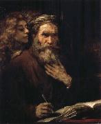 REMBRANDT Harmenszoon van Rijn The Evangelist Matthew Inspired by the Angel oil painting